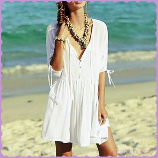 vestido de algodn blanco medio manga traje de bao bikini hasta ropa de playa