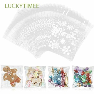 LUCKYTIMEE Plastic Biscuit Bags Home Decoration Candy Treat Bag Xmas Candy Bags New Year Wedding Favors Gifts Box Baking Packaging Snack Cookies Storage Party Supplies Snowflake