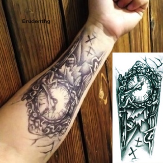 erudenthg tatuaje temporal impermeable 3d negro mecánico brazo falso transferencia pegatina de tatuaje *venta caliente