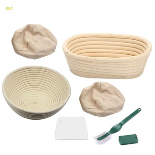 Enc 6Pcs pan Banneton cesta de prueba para hornear masa con forro extraíble y raspador herramienta para panaderos que prueban cestas