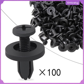 100 clips de parachoques de coche kit de tornillos de empuje de nailon sujetador clips conjunto negro (2)
