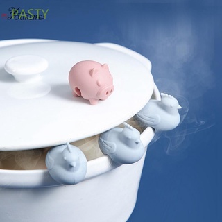 pasty color aleatorio tapa de la olla clips de pollo derrame tapón de olla titular lindo cocina de silicona gadget conjunto de hogar cerdo prevenir la herramienta de desbordamiento (1)