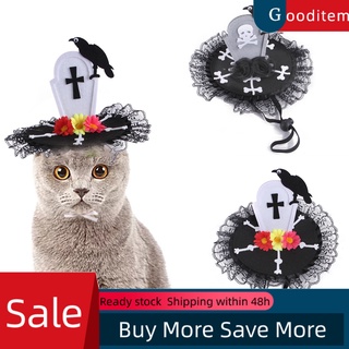 Gooditem Pet Headwear encaje con volantes diseño de dobladillo foto Props fieltro tela exquisita perro Cosplay sombreros para Halloween