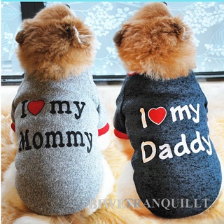BIWEN I Love Mummy/Papá Perro Suéter Camiseta Invierno Gato Chihuahua Abrigo Pequeño Ropa