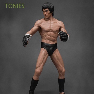 TONIES PVC Collection Model For Kids Doll Ornaments Bruce Lee Action Figures Bruce Lee Miniatures Fighting Version 19cm Gifts 1:12 Model Toy
