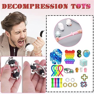Sensory Fidget juguetes conjunto Pack de estrés sensorial juguete conjunto de juguetes sensoriales con burbuja Push para niños adultos alivio del estrés
