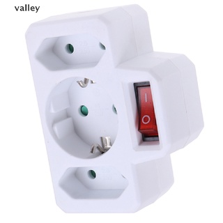 Valley European Type Conversion Plug 1 TO 3 Way EU Power Adapter Socket 16A With Switch CL