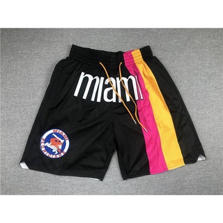 new ready stock NBA Miami Heat black MIAMI Large embroidery logo JUST DON regular season basketball pants shortshorts