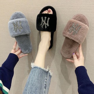 Dedo del pie abierto zapatillas de invierno antideslizantes zapatos para las mujeres confort dormitorio zapatillas de interior