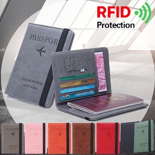 CARELESS Multi-function Passport Holder Leather RFID Wallet Passport Bag Portable Credit Card Holder Document Package Ultra-thin Travel Cover Case/Multicolor (9)