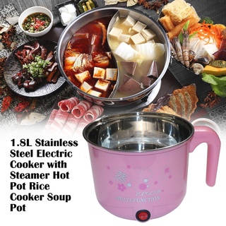 #MST 1.8L Stainless Steel Electric Cooker with Steamer Hot Pot Rice Cooker Soup Pot