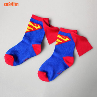 [XOITN]calcetines para niños capa superman spiderman niños niñas cosplay calcetines deportivos (4)