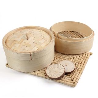 2 niveles de bambú vaporizador 13 cm chino dim sum cesta de arroz pasta cocina cocina + tapa