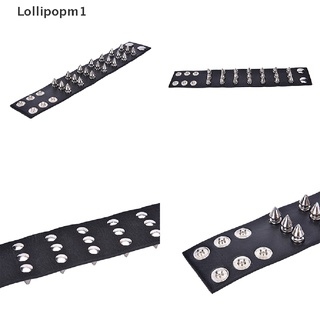 Lollipopm1 pulsera de tres filas con remache de cuero PU Punk gótico Rock MY