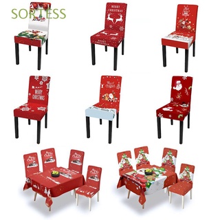 SORTESS Dining Room Seat Cover Removable Santa Printed Christmas Chair Covers Elastic Home Decor Stretchable Soft Slipcover