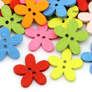 Listo stock 50Pcs flor botón de madera costura costura Scrapbooking tarjetas manualidades DIY decoración (2)