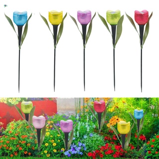 1pcs jardín tulipán forma de flor led alimentado por energía solar impermeable tubo luces de césped decoración de pie para patio al aire libre fiesta