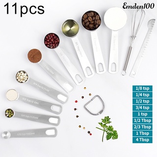 11Pcs Measuring Spoons Accurate Scale Design 430 Stainless Steel Kitchen Cooking Scale Scoop for Home