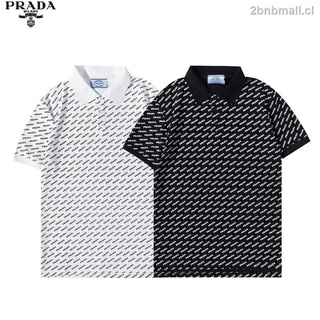 prada parejas de algodón polo camisas fullbody impresión manga corta casual suelta camiseta unisex