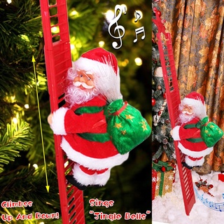 Santa Claus escalera de escalada decoración eléctrica muñeca de peluche adornos árbol interior y al aire libre navidad vacaciones decoración del hogar (1pcs Santa Claus juguete + 1 unidad escalera)