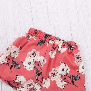 upingri 2 unids/set ropa de bebé estampado floral buen aspecto piel amigable niñas camiseta pantalones cortos traje para verano (9)