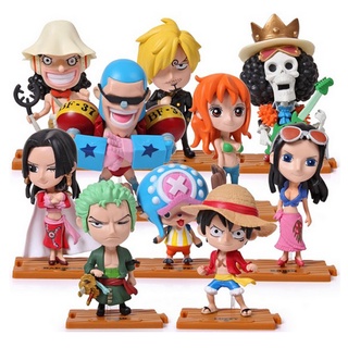 [Kaou] 10Pcs One Piece Full Set of Characters Luffy Model Toys Car Bedroom Decoration