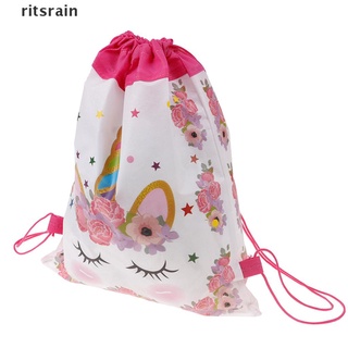 ritsrain unicornio bolsa con cordón de viaje bolsa de almacenamiento mochilas escolares niños regalos de cumpleaños cl (7)
