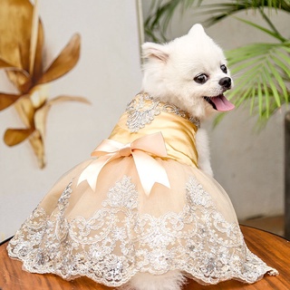 Nueva falda de perro para mascotas, gato, bordado, vestido de arco