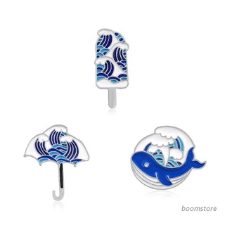 Boom de dibujos animados lindo estilo onda delfín paleta paraguas de aleación broche insignia esmalte solapa Pin vestido sombrero bufanda decoración accesorio