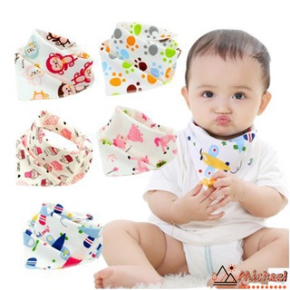 Mc bebé triángulo bufanda de algodón de doble cubierta Snap-botón impreso bebé Saliva toalla al azar
