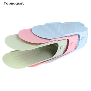 [topaugust] 2 piezas de doble capa zapatero soporte ajustable de almacenamiento de polvo hogar zapato organizador.