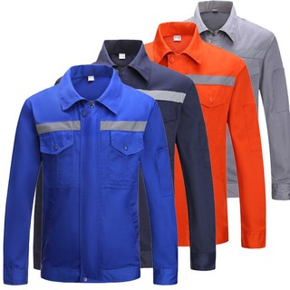 Chamarra de trabajo de seguridad de manga larga de poli algodón ligero reflectante de seguridad Chamarra de trabajo ropa de trabajo camisa