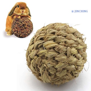 [jinching] mascota masticar juguete de hierba natural bola con campana para conejo hámster perro gato