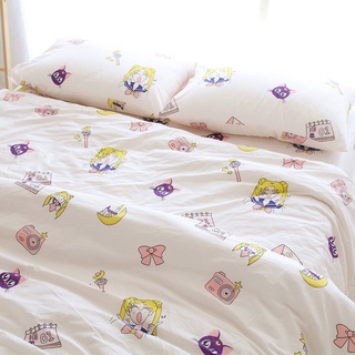 Yc artikel tidur Sailor Moon 4 en 1 tamaño Queen /King /individual sábana bajera ajustable algodón