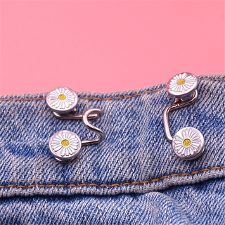 Mujer Jeans ajuste tamaño sin uñas desmontable Universal botón de cintura hebilla salvaje flor botón (5)
