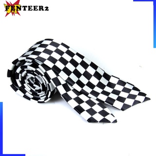 [Fenteer2 3c] corbata para hombre Slim Skinny corbata negro blanco faja a cuadros accesorio (8)