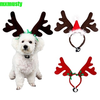 Mxmusty reno decoraciones de navidad sombrero ropa mascotas suministros perro gato diadema ciervo cuerno Cosplay fiesta disfraz disfraz de producto alce cuernos cachorro gatito accesorios Headwear