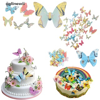 Oglinewii 42pcs Mixed Butterfly Edible Glutinous Wafer Rice Paper Cake Cupcake Toppers CL