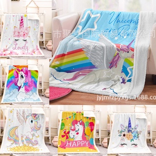 De dibujos animados unicornio manta niños niñas suave franela ropa de cama de un solo tamaño lindo sofá manta