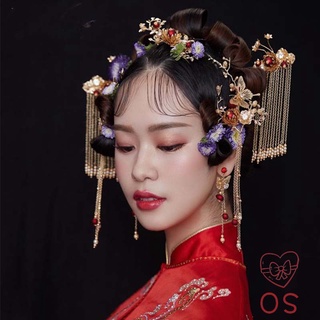 clásico nupcial headwear estilo chino phoenix corona tradicional retro boda accesorios de pelo hechos a mano novia tiara (1)