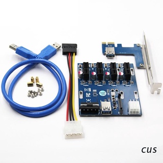 cus. 1 To 4 Port PCI Express Extender PCIE X1 USB3.0 4P Expansion Kit Multiplier HUB