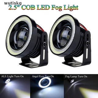 Wutiskg 2.5'' 15W Car White COB LED Projector Angel Eyes Blue Ring DRL Fog Light Lamp CL