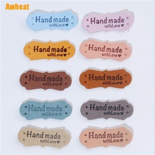 Awheat| 20 pzs etiquetas hechas a mano con etiquetas de amor para ropa/marcas de cuero Pu/etiquetas de costura Diy
