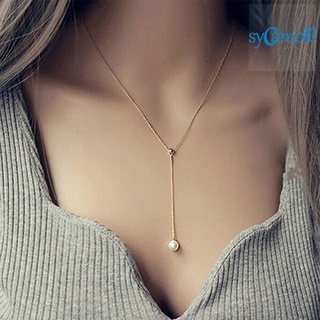 [sycamore] collar exquisito ajustable único perla de imitación colgante cadena mujer joyería para la vida diaria