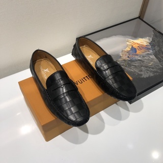[Mall] Alta PREMIUM LV/Louis Vuitton 2020 Nuevos Hombres De Moda Cuero Zapatos De Conducción De Un pedal Perezoso casual