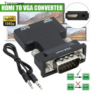 [topaugust] convertidor hdmi hembra a vga macho/adaptador de audio compatible con salida de señal 1080p.