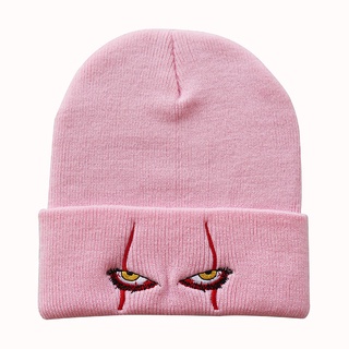 Hombres mujeres Hip Hop bordado payaso ojos sombrero de invierno/otoño invierno Color sólido gorra de calle/actividades al aire libre calientes de punto Beanies (9)