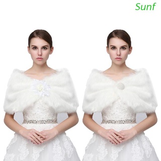 Sunf blanco Puro Elegante cálido Faux Fur Xaile De boda envoltura De novia De felpa abrigo corto De hadas accesorios De boda