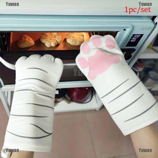 <yuwan> guantes de aislamiento largo de algodón para horno de pata de gato resistentes al calor