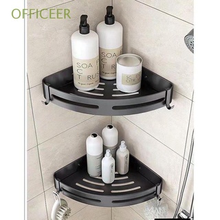 OFFICEER 2pcs|3pcs Adjustable Height Corner Shelf Non-slip Drain Basket Storage Shelf Aluminum Shower Shelf Bathroom Supplies Triangle Punch-free Firm Storage Rack/Multicolor